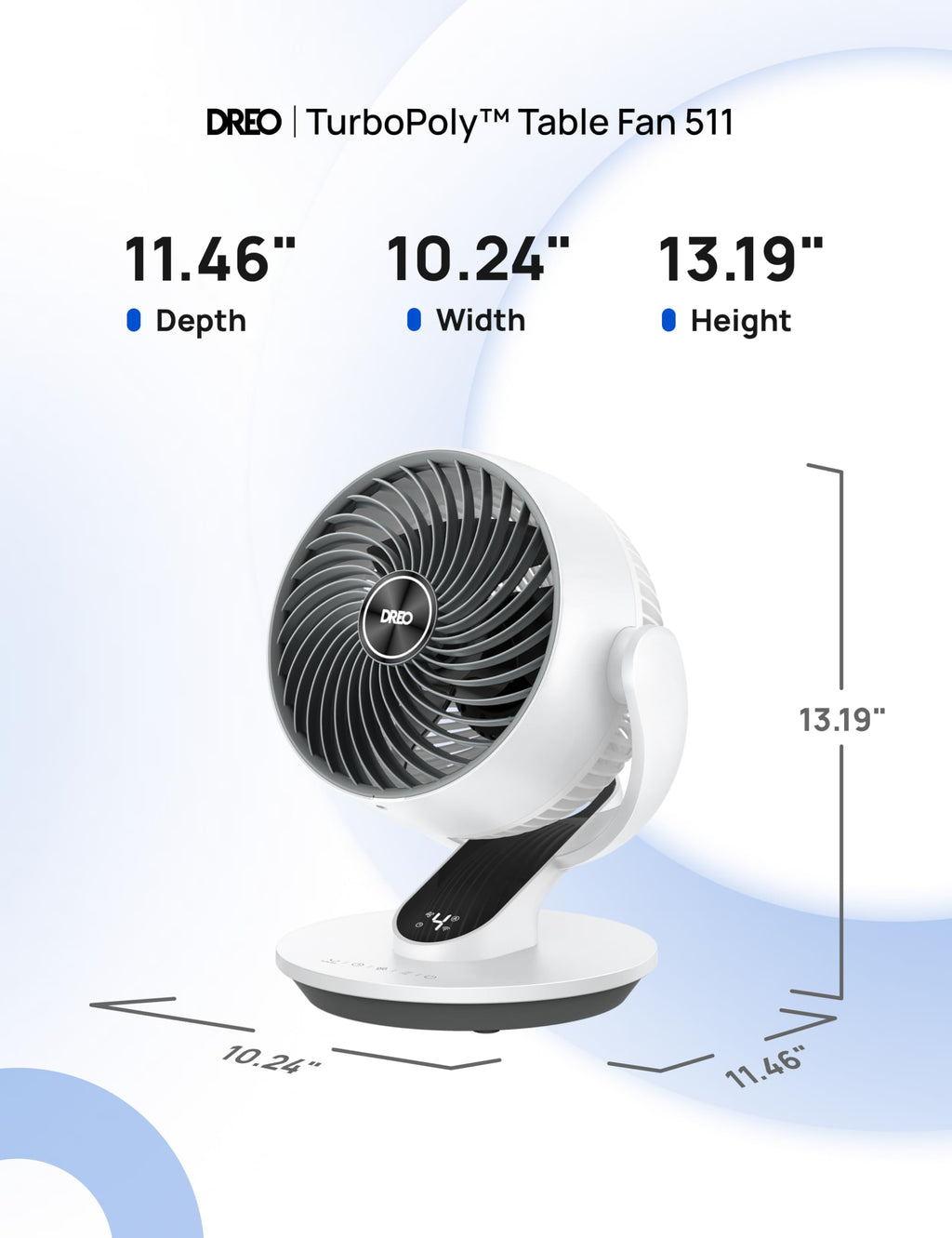 DREO Oscillating Fan for Bedroom, 13 Inch Quiet Table Fans for Home Whole Room, 75ft Powerful Airflow, Desk Air Circulator Fan with Remote, 120° Adjustable Tilt, 4 Speeds, 8H Timer, for Office Desktop