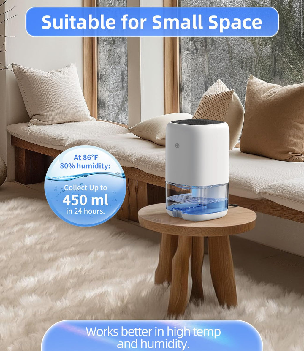 TABYIK 35 OZ Dehumidifier for Bedroom RV, Quiet with Auto Shut Off, White