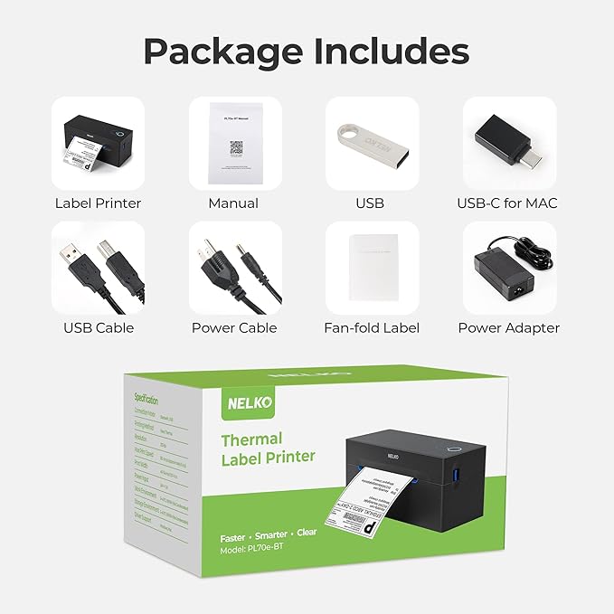 Nelko Bluetooth Thermal Shipping Label Printer, 4x6 Label Printer for Shipping