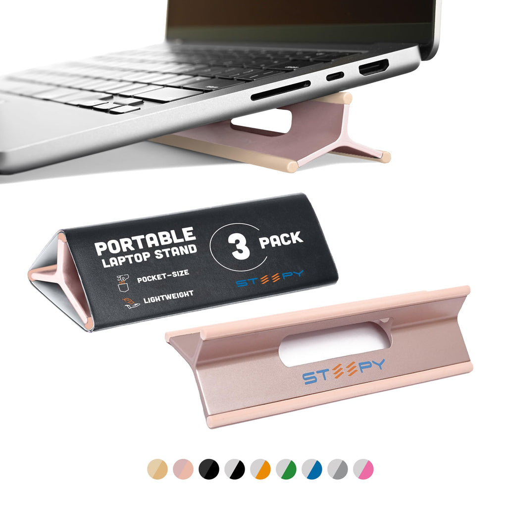 Steepy Portable Laptop Stand for Desk Adjustable Height, 13-17 Inch Devices