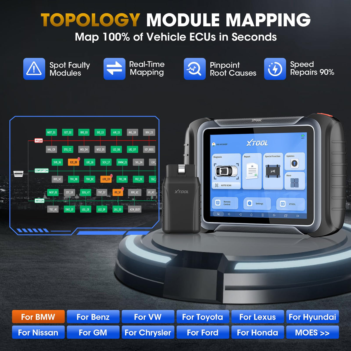 XTOOL D8W AI-Assisted Bidirectional Scan Tool with Topology Mapping