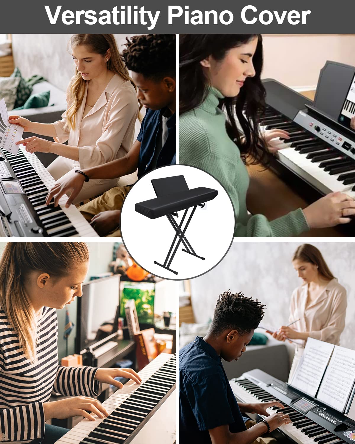 61 key Piano Keyboard Dust Cover, Water Proof Stretchy Electric Covers