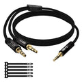 1/8 Inch TRS Stereo Y Splitter Cable 6FT, 3.5mm Male to 2-Male Y-Splitter Stereo Audio Cable, for Cell Phone PC Laptop, Speaker, Headphones, Suitable for Switching or Two Sets of Speakers