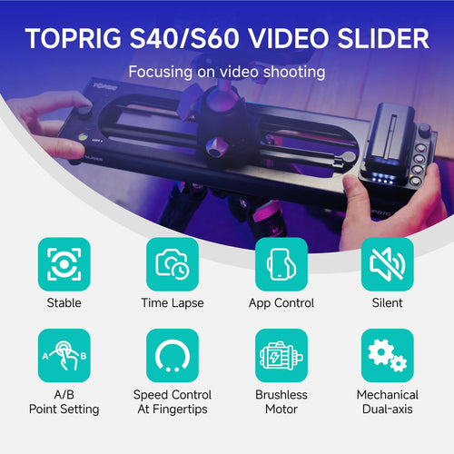 Accsoon Toprig Motorized Camera Slider, Wireless DSLR Video Slider with Button/APP Control, Time-Lapse/Loop Mode, Speed Knob, 120° Panoramic Shooting, Compatible with GoPro, Camera-24inch Video Slider