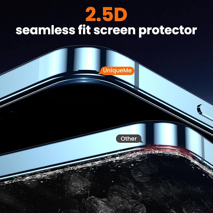 UniqueMe for iPhone 12 / iPhone 12 Pro Screen Protector - [Military Grade Shatterproof & 9H+ Hardness] Screen Protector 12 Pro Tempered Glass Full Coverage Protection, Easy Installation, 2 Packs