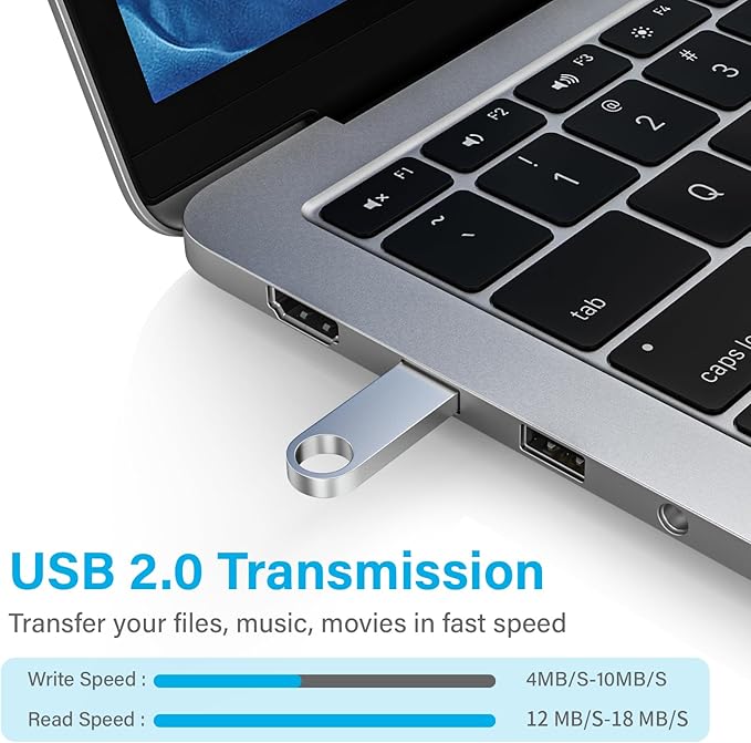 ABLAZE 64GB Flash Drive 2 Pack, Metal USB 2.0 Thumb Drives with Keychains USB Stick Pendrive (Sliver)