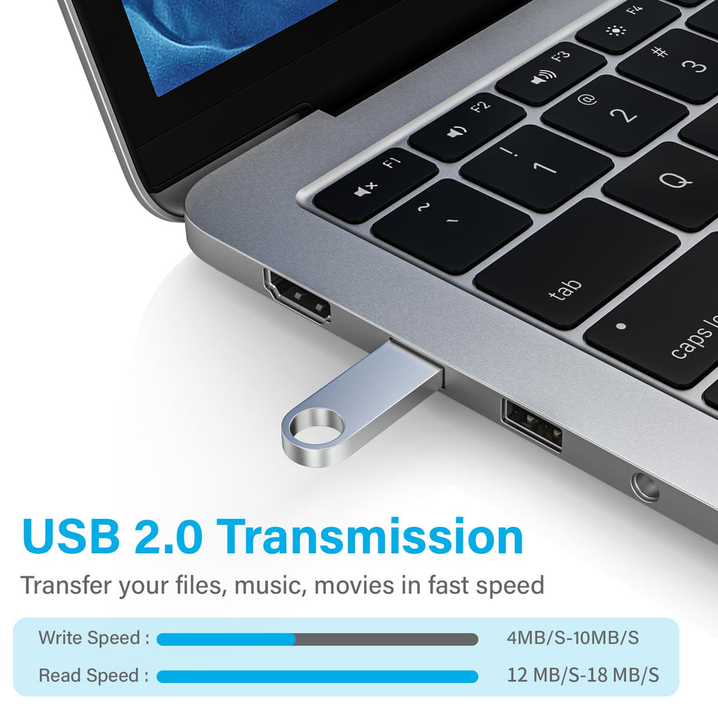 ABLAZE 1GB Flash Drive 10 Pack, Metal USB 2.0 Thumb Drives with Keychains USB Sticks Pendrives (Sliver)