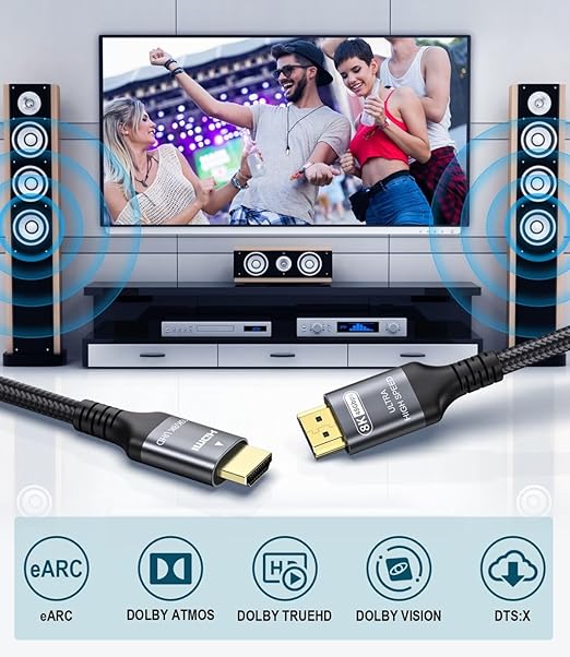 Certified 10K 8K HDMI 2.1 Cable 10 FT, 48Gbps Ultra High Speed HDMI Cable with Ethernet 4K 240Hz 165Hz 144Hz 120Hz 8K60Hz eARC HDCP2.3 HDR10+ PC Laptop TV Monitor Projector