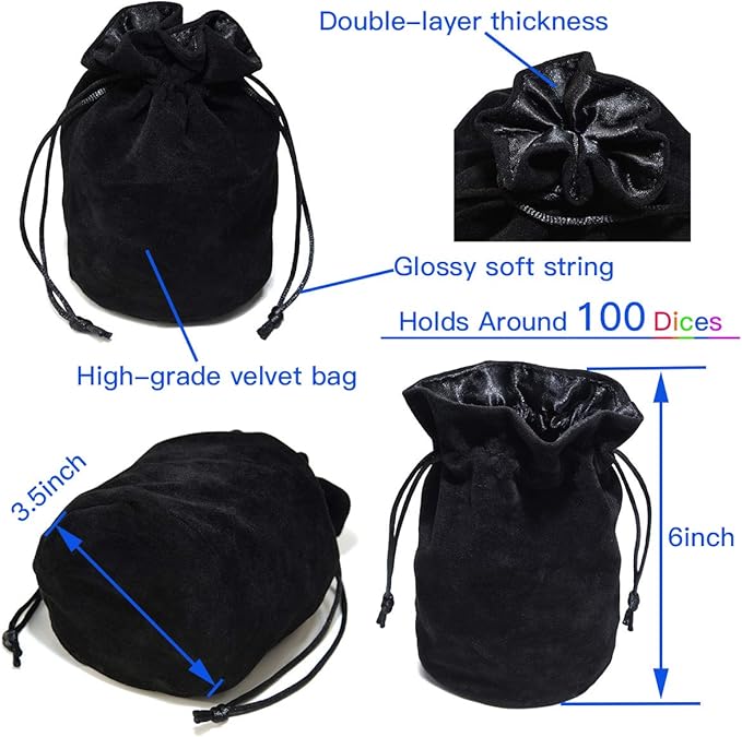 Assorted 5 Colors Polyhedral Dice Set Translucent with Black Drawstring Bag Great for Dungeons and Dragons DND RPG MTG Table Games