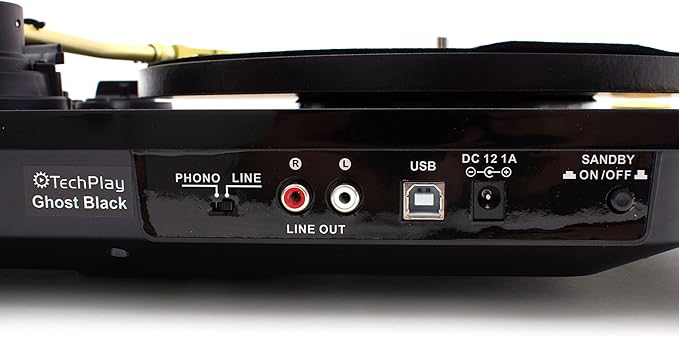 TechPlay Ghost, 2 Speed Belt Driven Turntable with Bluetooth Broadcast. Connects to Your Bluetooth Speakers wirelessly. (Black)