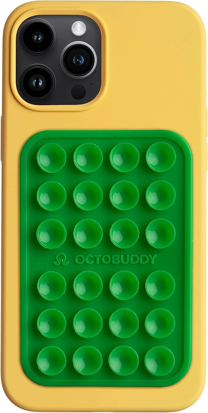 OCTOBUDDY Classic MAX - Silicone Suction Phone Case Adhesive Mount - Hands-Free, Strong Grip Holder for Selfies and Videos - iPhone and Android Compatible - 2.6″ x 3.9″