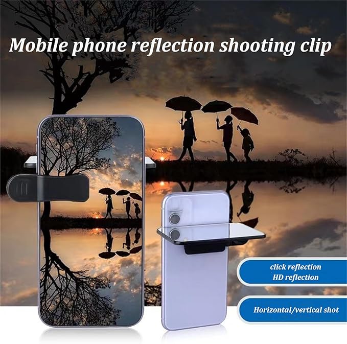 Mirror Effect Lens - Capture Stunning Reflections Instantly, Smartphone Camera Mirror Reflection Clip Kit, Mirror for Phone to Use Back Camera (2pcs)