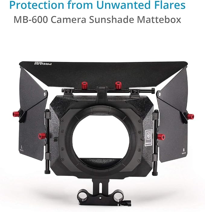 Power DSLR Camera Cage with MB-600 Matte Box Combo Kit. 4x4 Filter Holders, Lenses up to 95mm Diameter, Supports 15mm Rods. for DSLR/DSLM Handheld Camera. (FC-CTH-01)