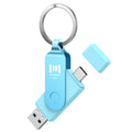 MOSDART 128GB USB C and A 3.2 150MB/s Dual Flash Drive with Keychain, Blue