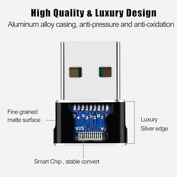 USB to USB C Adapter 6 packs for iPhone Fast Charging, Transfer and Type C OTG convert. USBC to A Compatible with iPhone 16 16e 15 Plus Pro Max,iPad Pro Air 4 Mini 6 almost USB devices
