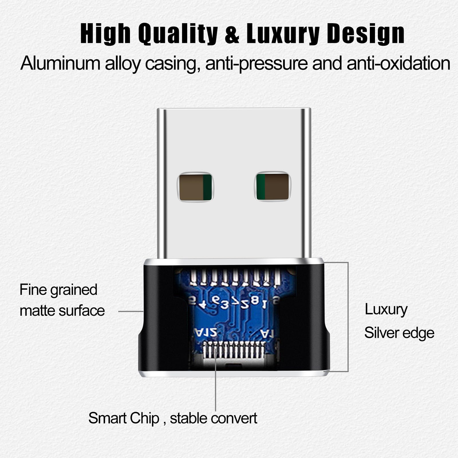 USB to USB C Adapter 4 Pcs Black, Fast Charging, Transfer and Type C OTG
