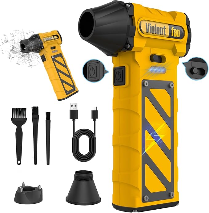 Electric Air Duster-Compressed Air Duster,60mph Wind Stepless Speed Canned Air for PC/Compute/Electronics/Home&Car Cleaning, 150000RPM Air Blower to Spray Air Can Dust Off Keyboard Cleaner (Yellow)