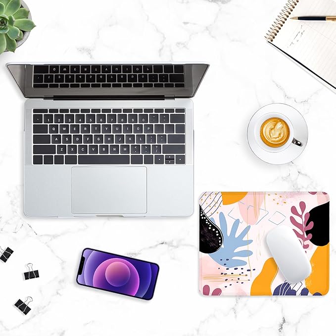 ITNRSIIET Mouse Pad with Stitched Edge Premium Textured Smooth Precise Operation Waterproof Washable Non-Slip Rubber Base Desktop Protection Mat, 10.2×8.3×0.12 inches, Art Style Pattern