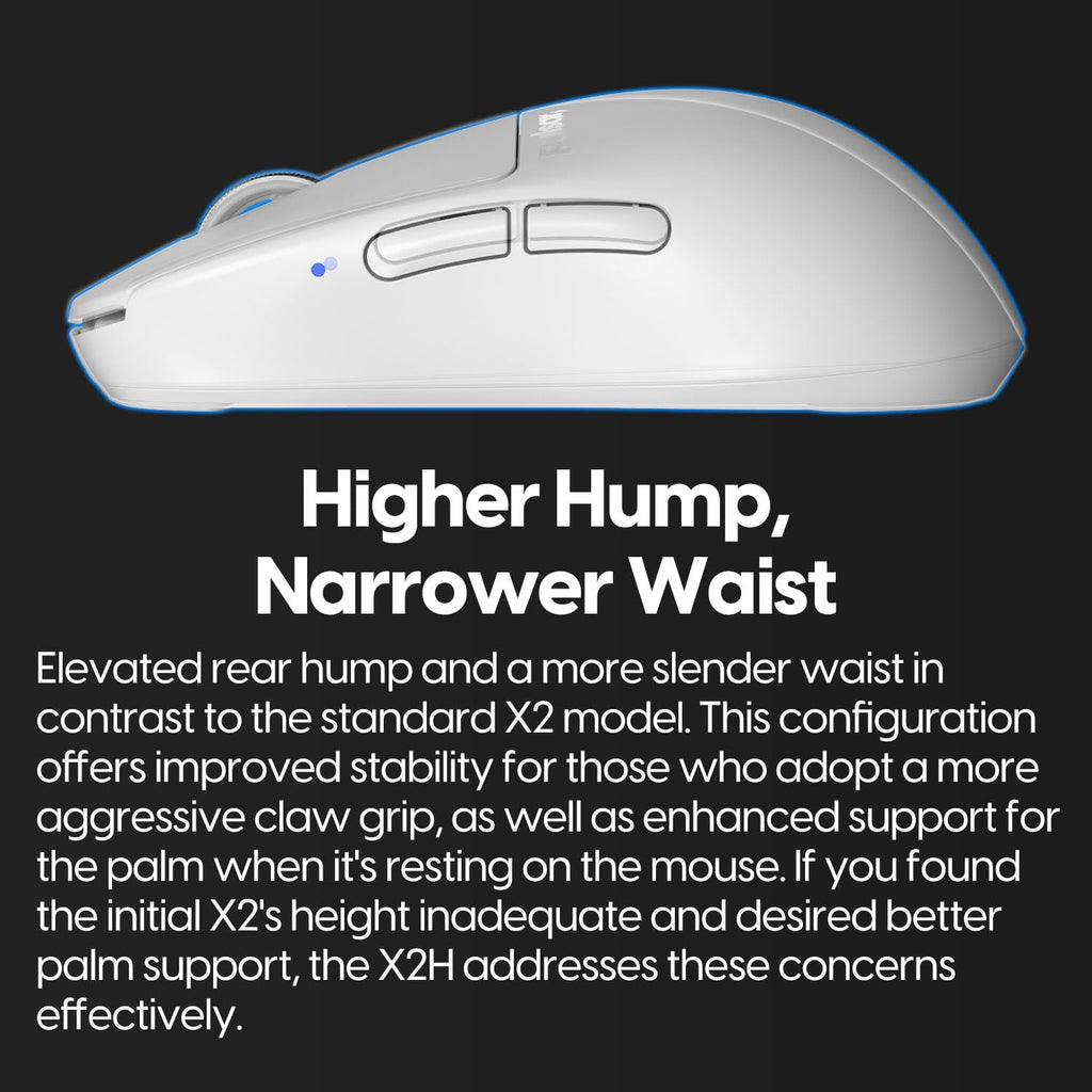 Pulsar Gaming Gears X2H mini Wireless Gaming Mouse, Ultra Lightweight 1.83 oz (52 g), Symmetrical, Optical Switch, 2.4 Ghz 1 ms, 26000 DPI, PAW3395 Sensor (Mini, Wireless, White)