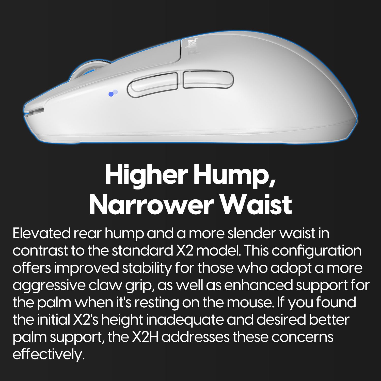 Pulsar Gaming Gears X2H mini Wireless Gaming Mouse, Ultra Lightweight 1.83 oz (52 g), Symmetrical, Optical Switch, 2.4 Ghz 1 ms, 26000 DPI, PAW3395 Sensor (Mini, Wireless, White)