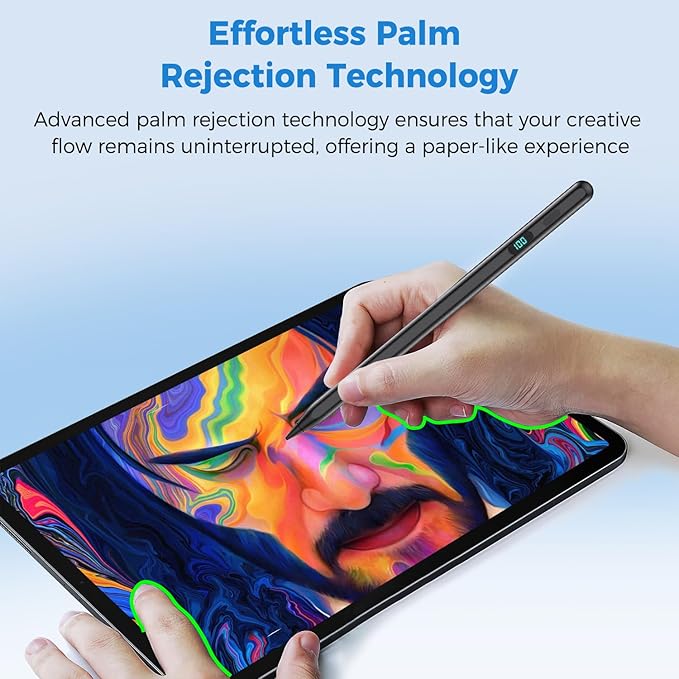 Stylus Pencil for iPad 2026-2018,Magnetic&Palm Rejection&Fast Charge-Black