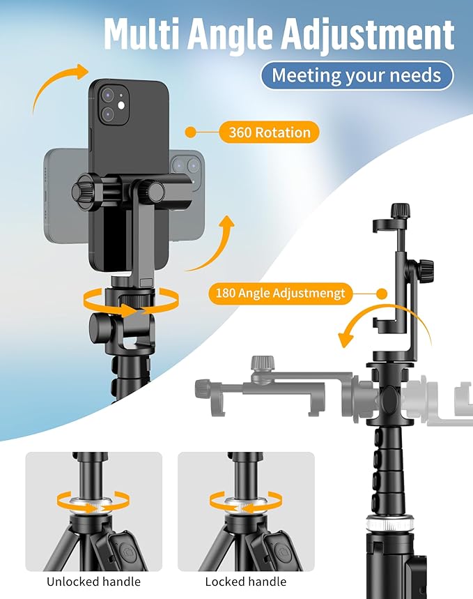 Selfie Stick for iPhone:Selfie Stick Tripod with Remote,Tripod for Video Recording,is Content Creator's Vlogging Kit,Compatible with Android, Camera, Also a Gopro Trip