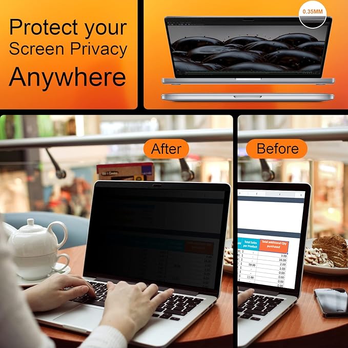 Mamol Privacy Screen MacBook Pro 15 Inch (2016-2019), Magnetic Removable Anti Blue Light Glare Filter Privacy Screen Protector for Apple Mac 15 in Laptop Model (A1707, A1990)
