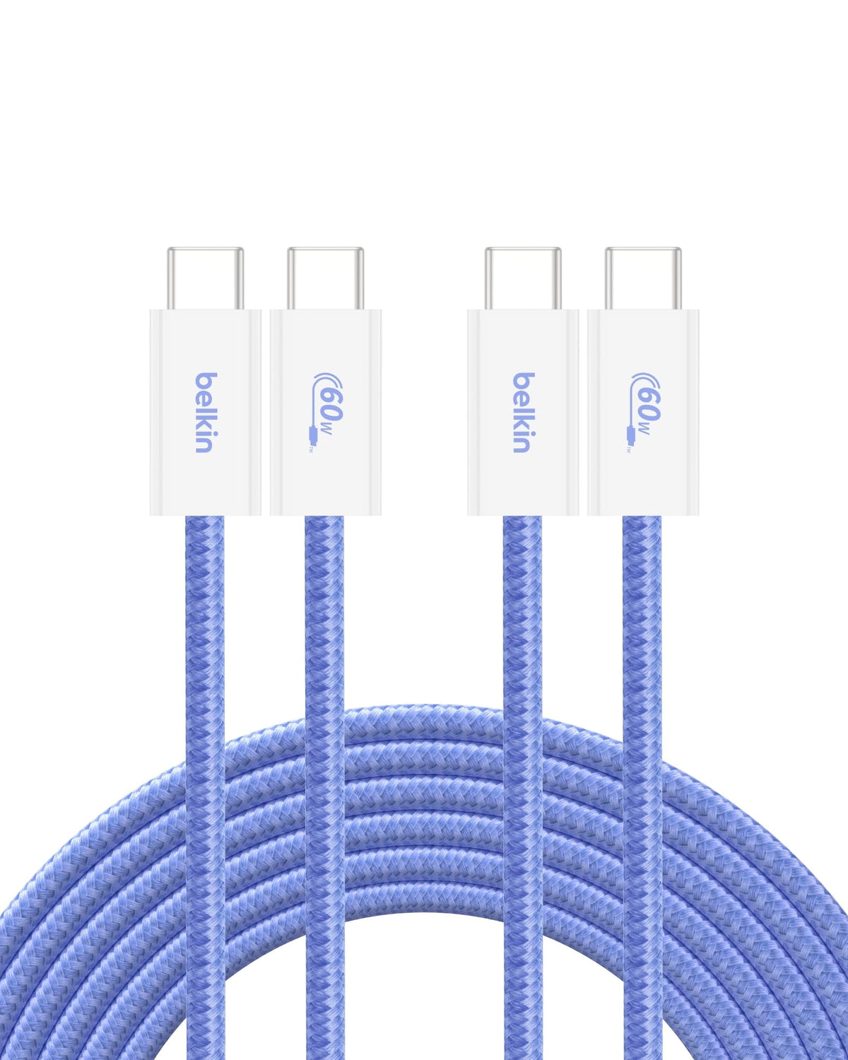 Belkin USB C to USB C 60W Braided Cable 2 Pack, 6.6ft iPhone Charger Cord