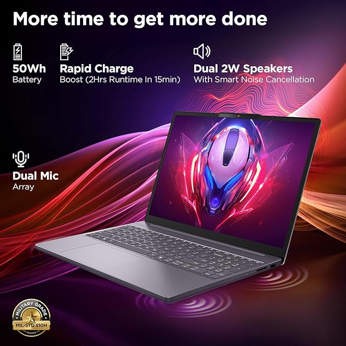 Lenovo Laptop Computer for Home Student Business, IdeaPad Slim 3, Intel i7-13620H (Beat Ultra 7 255U), 16GB DDR5 RAM, 512GB PCIe SSD, 16" FHD+, WiFi 6, Type-C, HDMI, Luna Grey, Windows 11 Pro, Wendbo