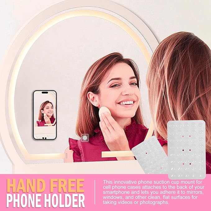 2PACK Silicone Double Sided Suction Phone Case Mount, Detachable Hands Free & Strong Grip Holder for Selfies & Videos, Compatible iPhone Android (2Pack Clear, 40 Suction Cups)