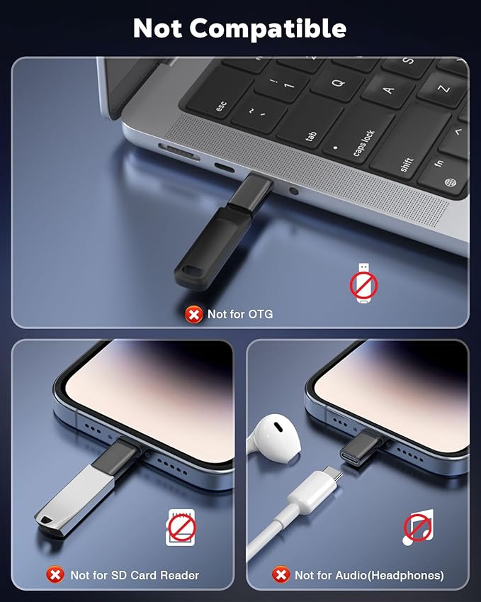 MoKo USB C to Lightning Adapter for iPhone 14/13/12, 2 Pack