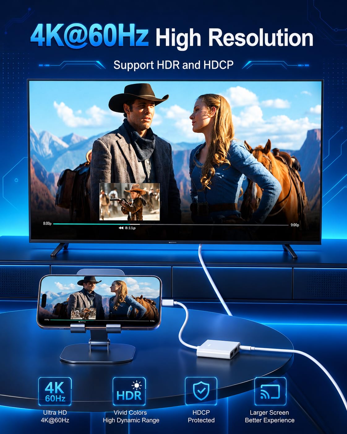 AIRSKY USB-C Digital AV Multiport Adapter, USB C to HDTV Adapter