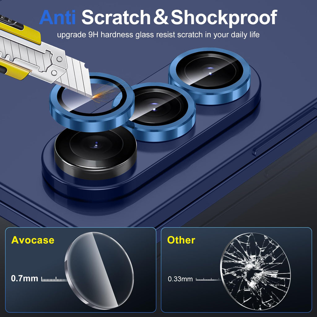 Avocase for Samsung Galaxy Z Fold 7 Camera Lens Protector, Individual Metal Ring Tempered Glass Lens Cover, [Strong Adsorption] Scratch Resistant Ultra-Thin HD Clear Lens Cover, 1 Set-Deep Blue