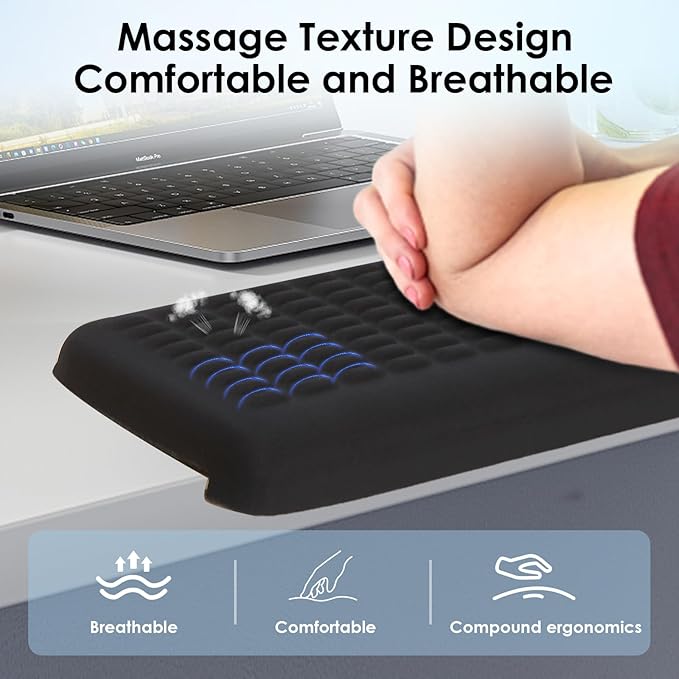 UnivoColors PostureUp L-Shaped Desk Long Wrist Rest Elbow, Non-Slip, Memory Foam, Desk Edge Support, Ergonomic Design for Long-Hour Work (23.6 * 3.9 inch One-Piece Design,Pink)