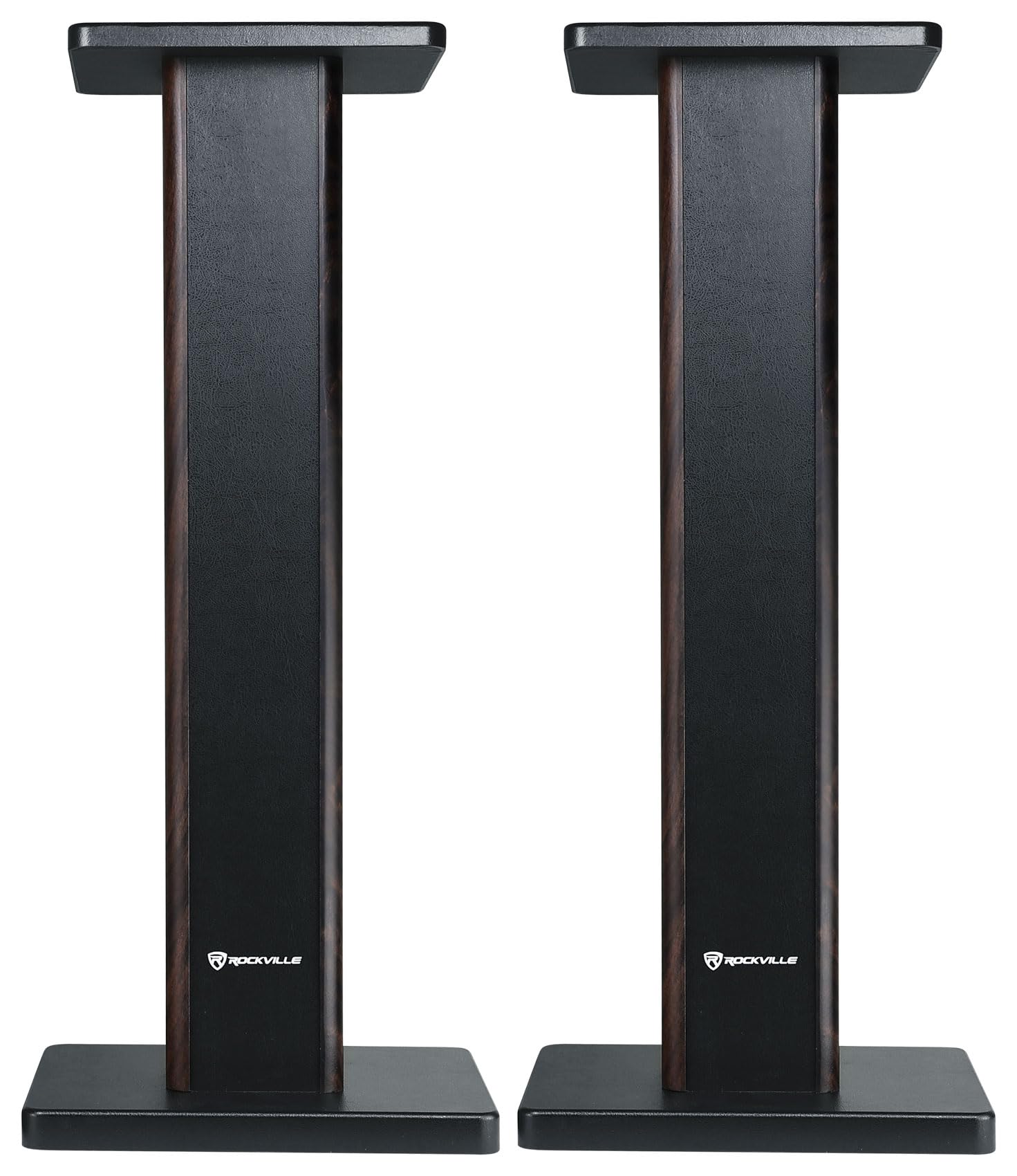 Rockville RHT28D Pair 28" Bookshelf Home Theater Speaker Stands, Dark Wood