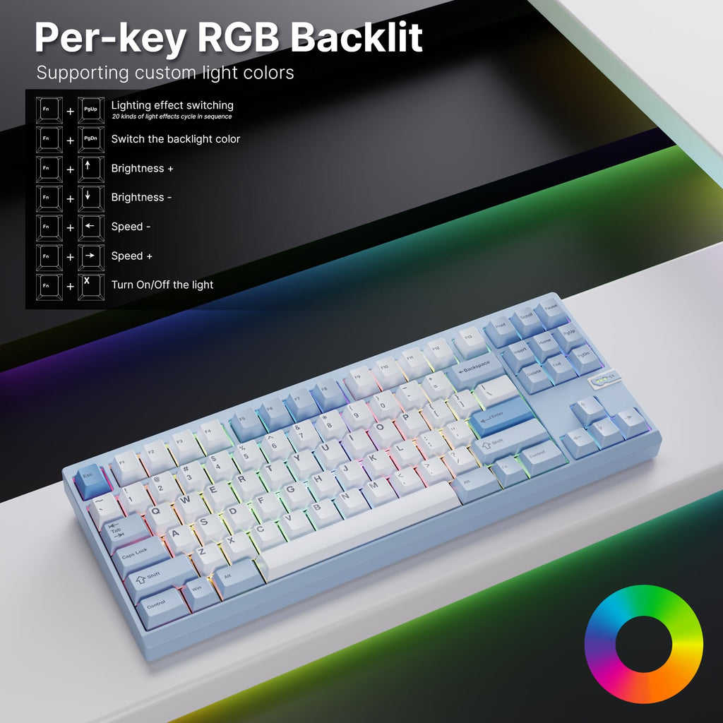 OOCTPK Chilkey ND TKL Aluminum Mechanical Keyboard, 87 Keys Tenkeyless Wireless Gaming Keyboard, Tri-Mode BT5.3/2.4GHz/USB-C PBT Keycaps Hot Swappable Custom Key Board for Windows Laptop Office PC