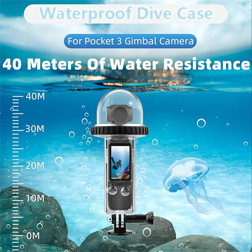 40M/131FT Dive Case Compatible for DJI Osmo Pocket 3 Waterproof Case Protective Underwater Diving Housing Cover Shell with Accessories for Osmo Pocket 3 Action Camera