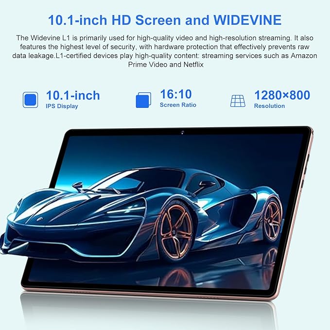 Android 14 Tablet 10 Inch Tablets, 20GB+128GB/1TB Expandable, Tablets with Octa-Core, WiFi 6, Dual Camera, BT 5.0, 6000mAh Battery, HD IPS Display, Widevine L1, Tablet with Keyboard Mouse - Rose Gold