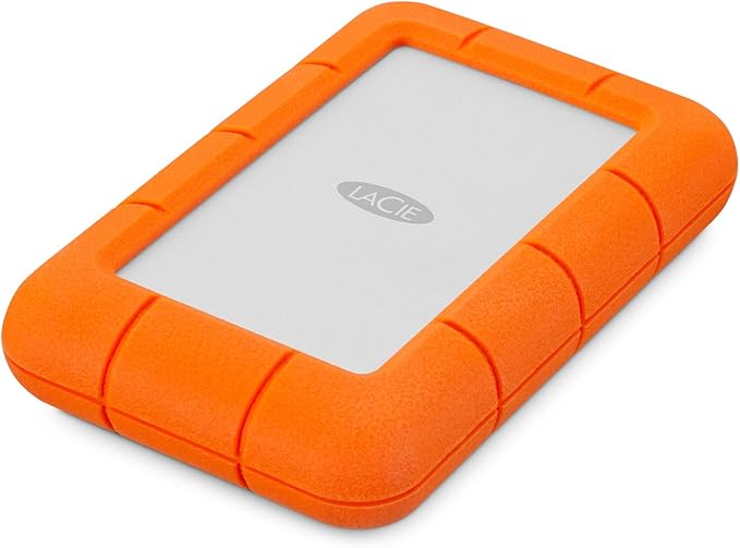 LaCie Rugged Mini 2TB External Hard Drive Portable HDD - USB 3.0/ 2.0 Compatible, Drop Shock Dust Rain Resistant Shuttle Drive, For Mac And PC Computer (LAC9000298), orange