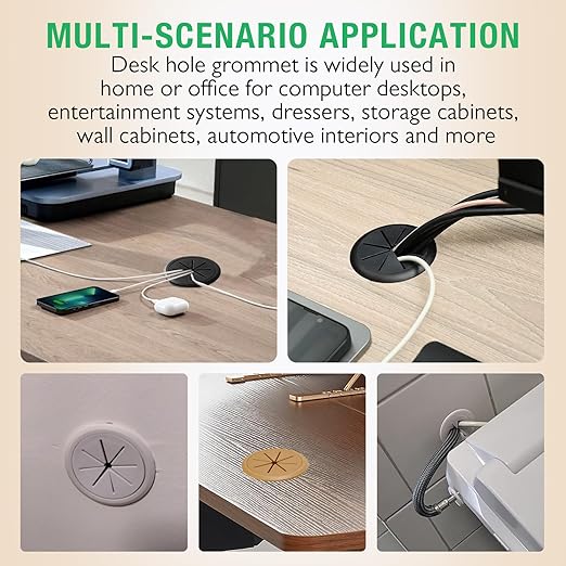 10 Pcs Desk Grommet 2" / 50 mm, Desk Hole Cover for Cables Coffee, Cable Grommet ABS Plastic, Desk Hole Grommet for Home & Office Pc, Detachable Cable Cord Organizer