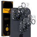 beuxece for 6 Pack iPhone 15 / iPhone 15 Plus Camera Lens Protector [Drop Protection] [Case Friendly] [Easy Installation] 9H Tempered Glass Camera Screen Protector Cover Accessories, CD Black