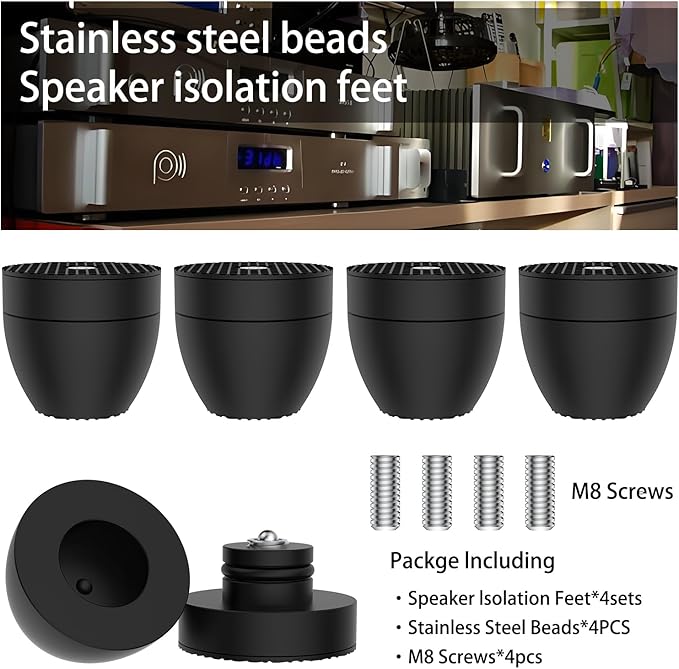Audiocrast 4X HiFi Speaker Spikes Stand Feet Pads 30x33mm Isolation Feet, Aluminum Speaker Shock Absorber for Subwoofer Amp Turntables DAC