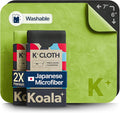 Koala Lens Cleaning Cloth | Japanese Microfiber | Glasses Cleaning Cloths | Eyeglass Lens Cleaner | Eyeglasses, Camera, VR/AR Headset, and Screen Cleaner | Black & Green (Pack of 2)