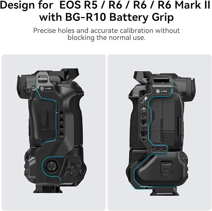 SmallRig R5 / R6 Camera Cage for Canon R5 / R6 with BG-R10 Battery Grip, Aluminum Alloy Film Movie Making Camera Video Cage with Shoe Mount 3464B