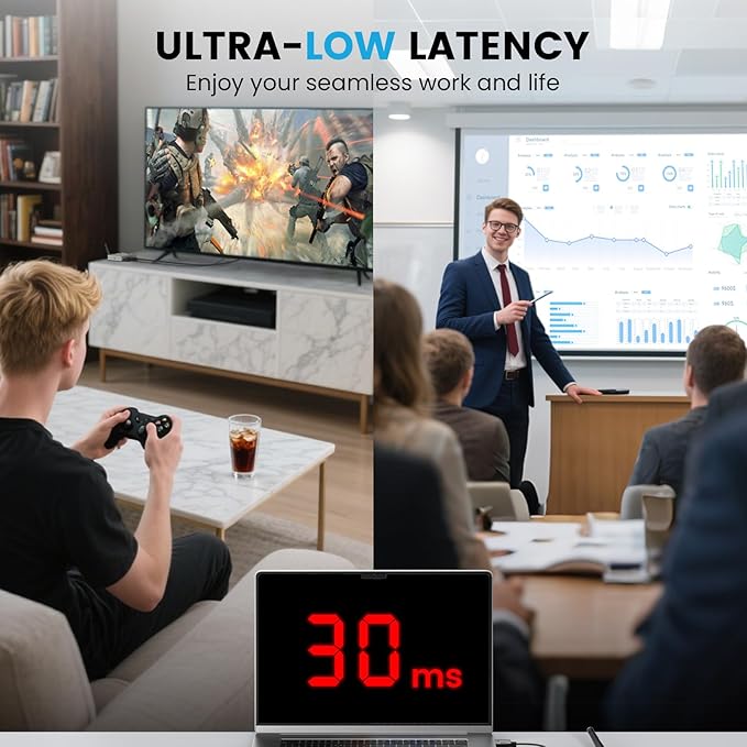 Wireless HDMI Transmitter and Receiver 4K, ULNA 328FT/100M Wireless HDMI Extender Live Streaming Video/Audio, Plug & Play Ultra-Low Latency for Video and Audio to Monitor from PC/Projector/TVBox
