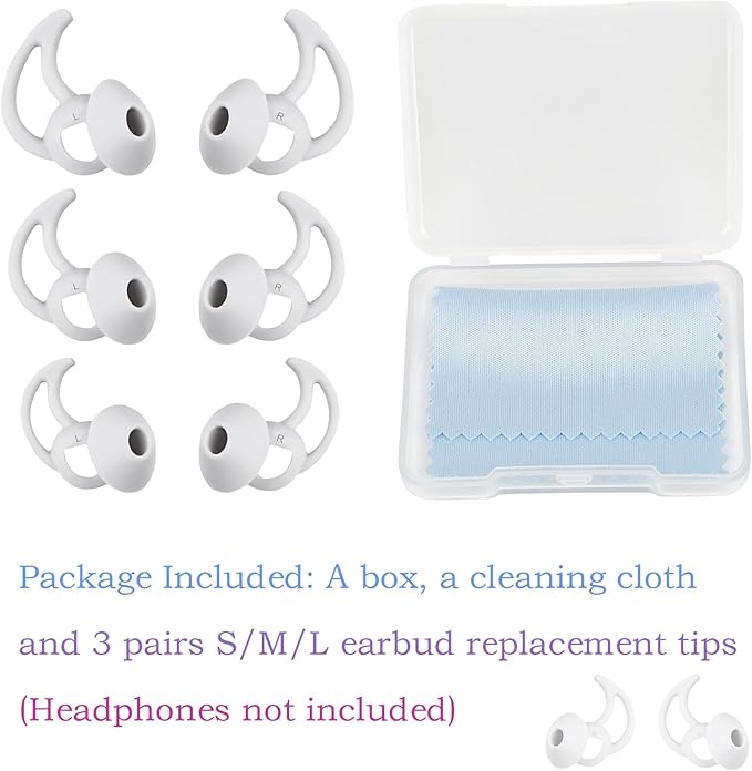 Earbud Replacement Tips Silicone Earbud Tips Compatible with Bose Quietcomfort and Sport Headphone Rubber Tips Ear Bud Covers 3 Pairs S M L Gray