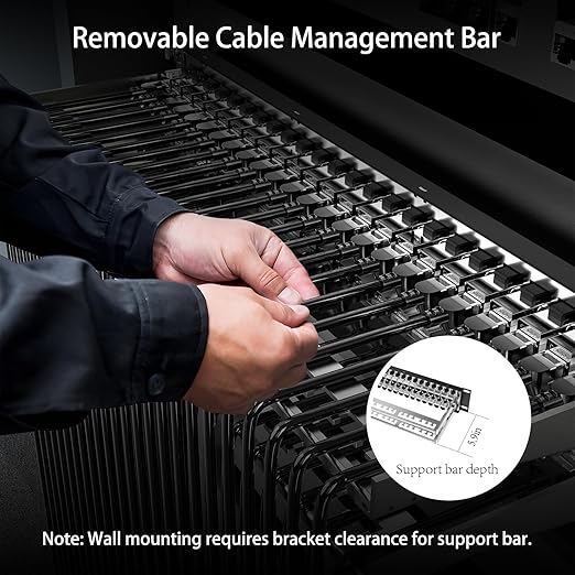 Jadaol 48 Port Shielded Patch Panel Rack or Wall Mount 19-Inch, 2U Cat6A Network Panel Preloaded with 48 Keystone Couplers Plus 2 Spare, 10Gbps Ethernet Panel with Cable Management & Back Support Bar