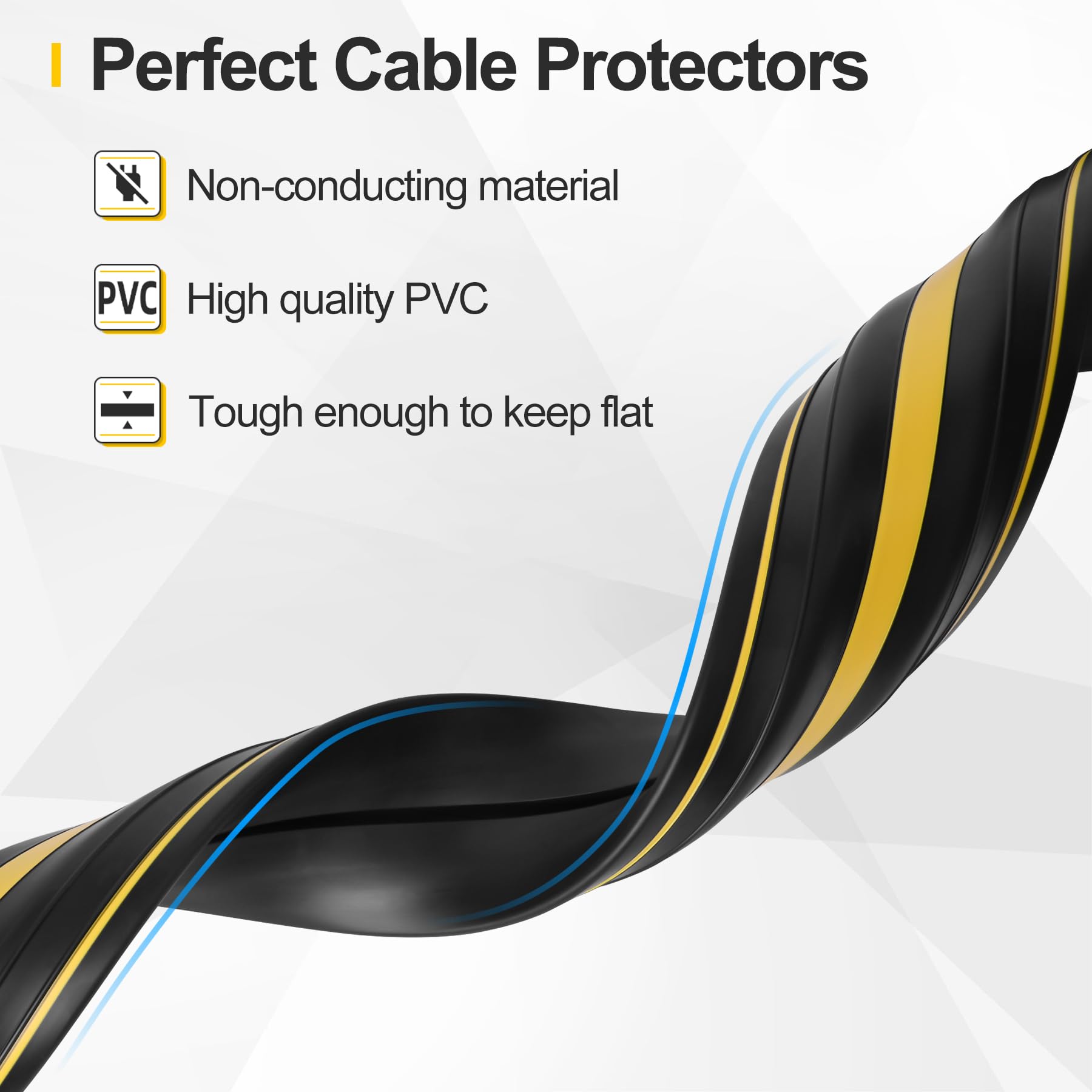 Floor Cord Cover 4.1Ft Heavy Duty PVC Floor Cable Protector Electric Cord Hider Cable Management Floor Strip Extension Cord Covers Cable Raceway for Wires on Floor Inner Channel 1.36" W x 0.43" H