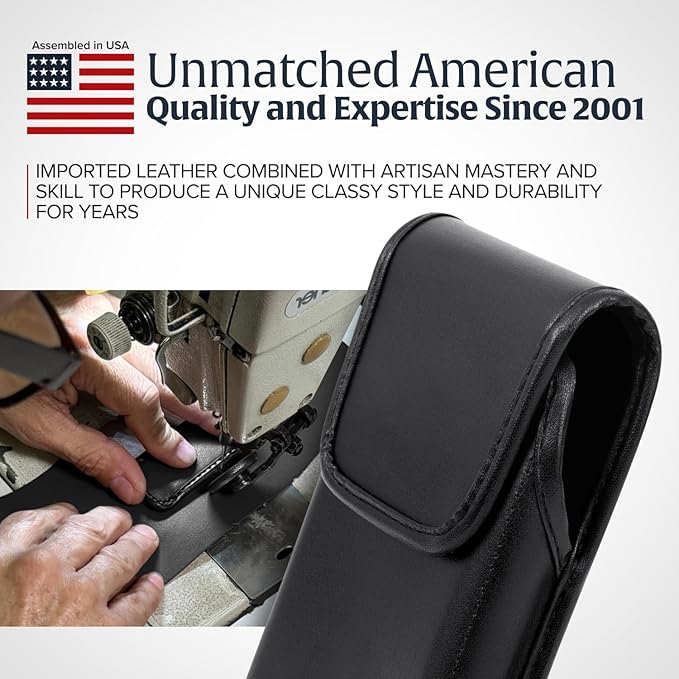 Turtleback Belt Holder for iPhone 16 Pro Max, 15 Pro Max, 14 Pro Max -Large- Fits w/Defender Bulky Style Cases, Premium Black Leather Vertical Holster, Magnetic Closure Leather Wrapped Clip