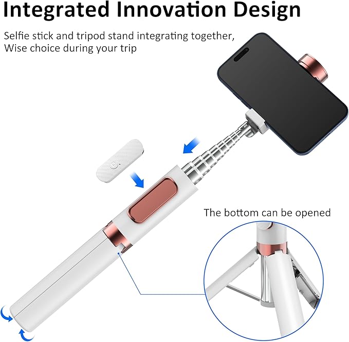 CellphoneTripod with Remote, Aluminum Alloy Selfie Stick Tripod, Best Foldable Mini Extendable Tripod Stand 270° Rotation Compatible with iPhone/Android Travel Essentials